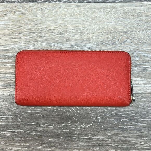 Michael Kors redish orange full zip wallet - Picture 2 of 10